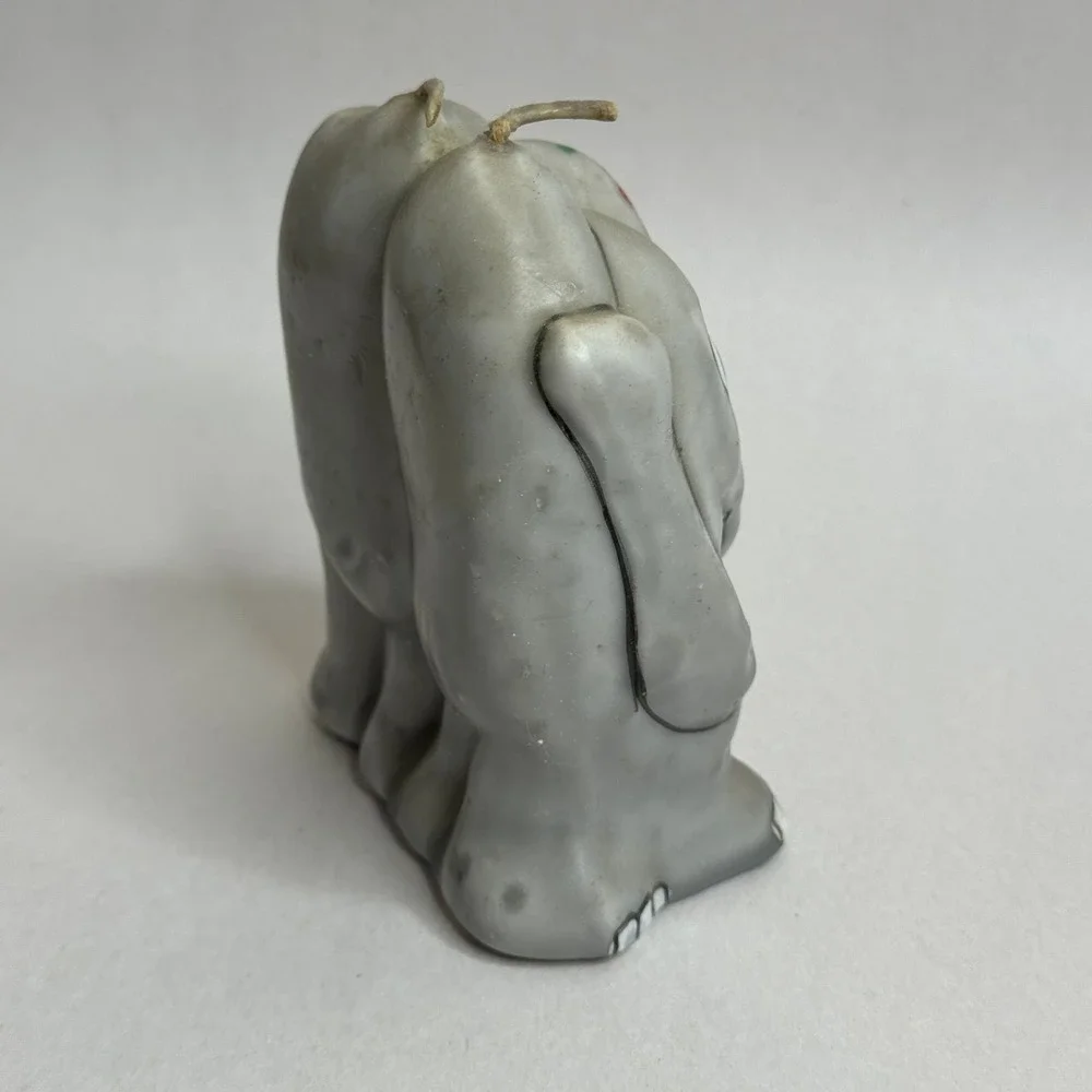 Vintage Two‎ Elephants Hugging Candle Gray 1981 Korea Unscented